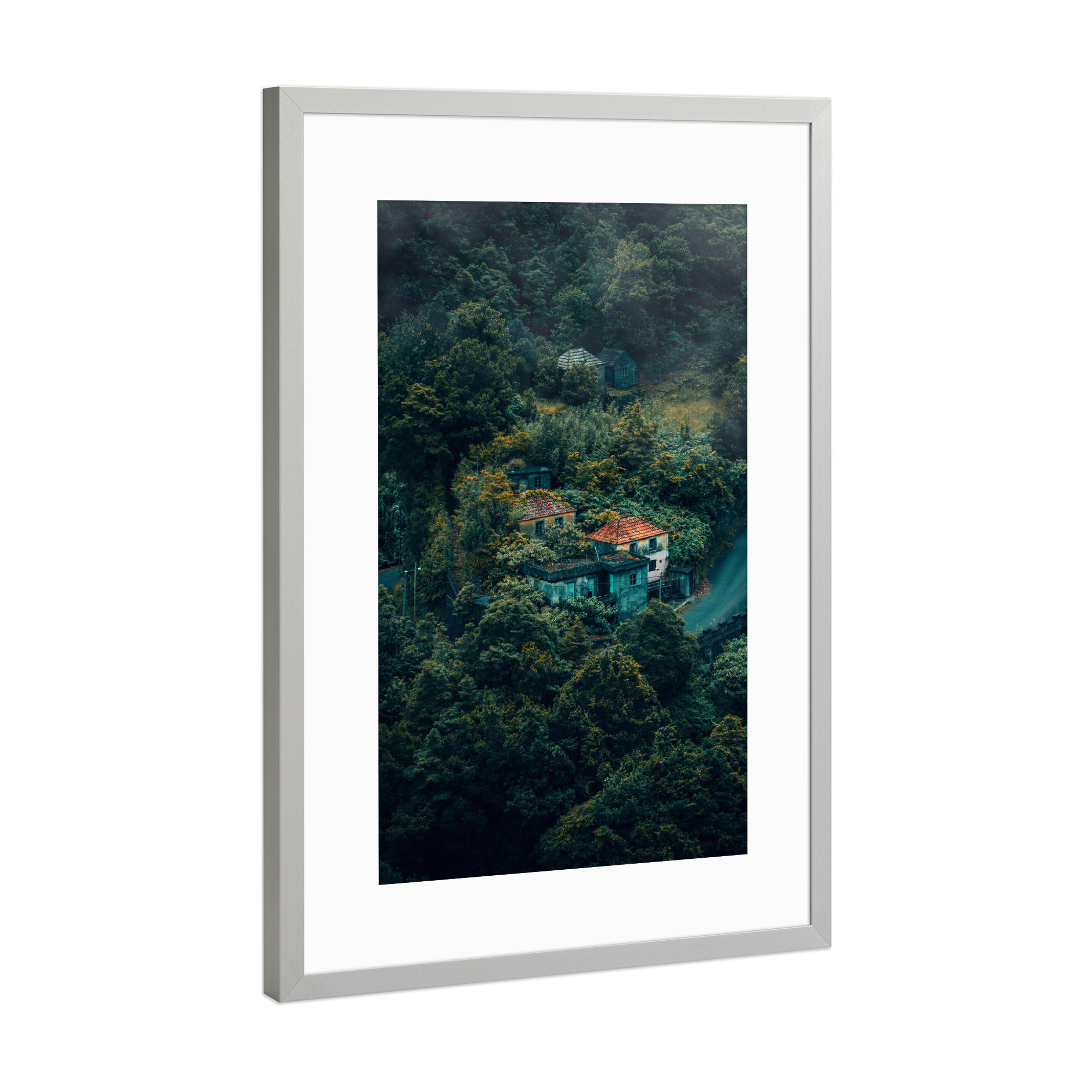 Poster mit Rahmen Silber "In the moody Hills" artboxONE - Natur,Buchstaben / L,Buchstaben / U,Buchstaben / V