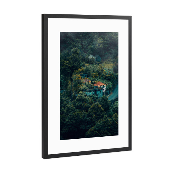 Poster mit Rahmen Schwarz (Metallic) "In the moody Hills" artboxONE - Natur,Buchstaben / L,Buchstaben / U,Buchstaben / V