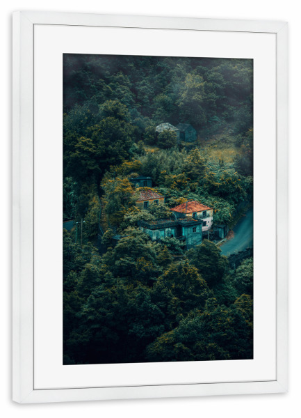 Poster mit Rahmen weiß "In the moody Hills" artboxONE - Natur,Buchstaben / L,Buchstaben / U,Buchstaben / V