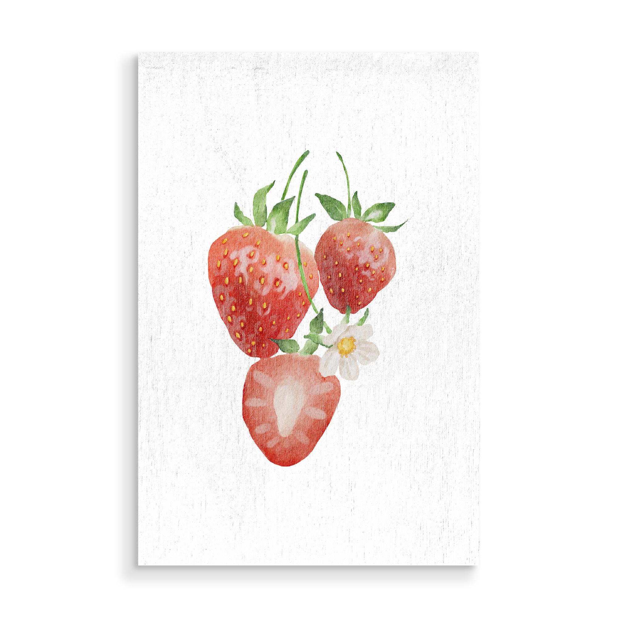 Holzbild "Aquarell Erdbeerkunst" artboxONE - Essen & Trinken / Obst & Gemüse - Erdbeere,Lebensmittel,Kunst,Obst,Tropisch,Sommer,Aquarell,Erdbeere