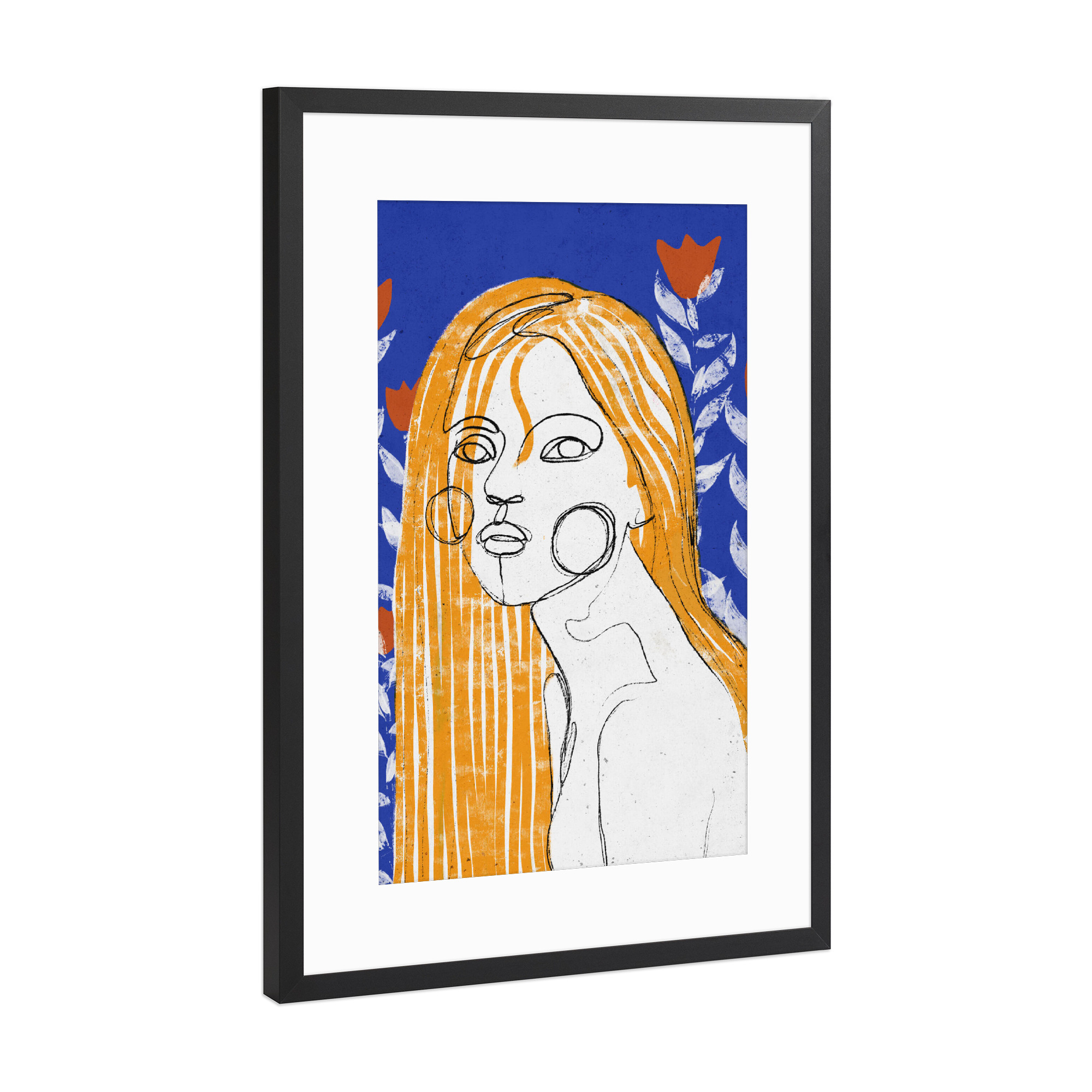 Poster mit Rahmen Schwarz (Metallic) "Das Tulpenmädchen" artboxONE - Abstrakt,Menschen,Für Mama