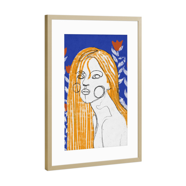 Poster mit Rahmen Gold "Das Tulpenmädchen" artboxONE - Abstrakt,Menschen,Für Mama