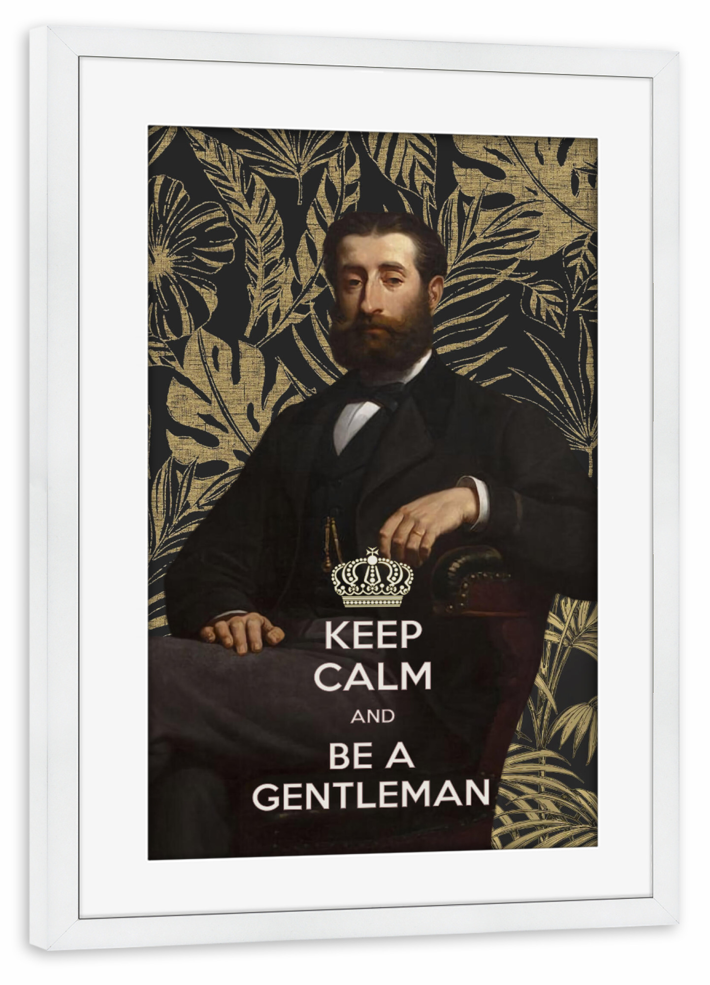 Poster mit Rahmen weiß "Bleib ruhig, sei ein Gentleman" artboxONE - Typografie,Menschen,Männer