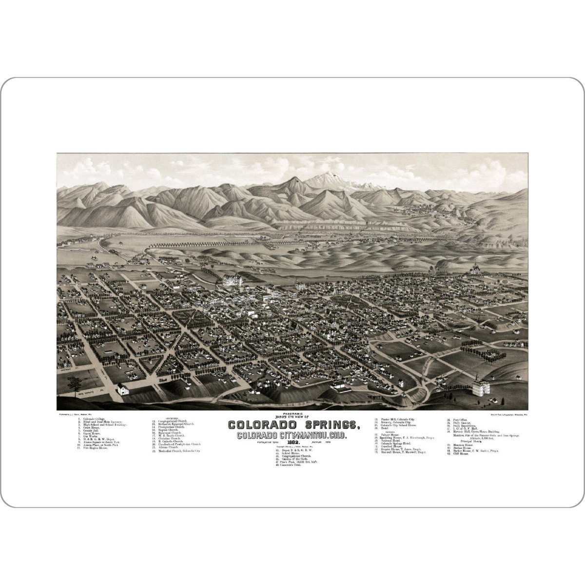 Tischset "Alte Karte von Colorado Springs-b" artboxONE - Kartografie