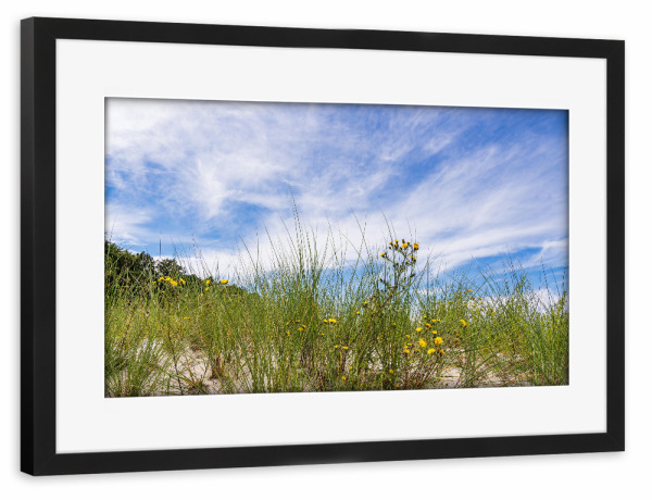Poster mit Rahmen schwarz "Düne, Gras und Himmel" artboxONE - Natur,Reise