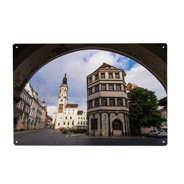 Holzbild "Stadt, Ratshaus, Torbogen" artboxONE - Reise,Architektur,Städte / Weitere