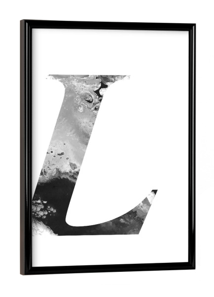 Poster mit schwarzem Rahmen "Buchstabe Alphabet L" artboxONE - Typografie,Schwarzweiß,Buchstaben,Buchstaben / L