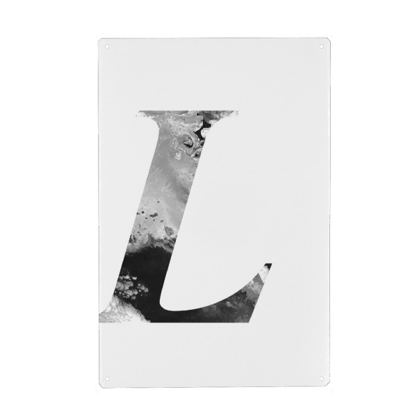 Metall Poster "Buchstabe Alphabet L" artboxONE - Typografie,Schwarzweiß,Buchstaben,Buchstaben / L