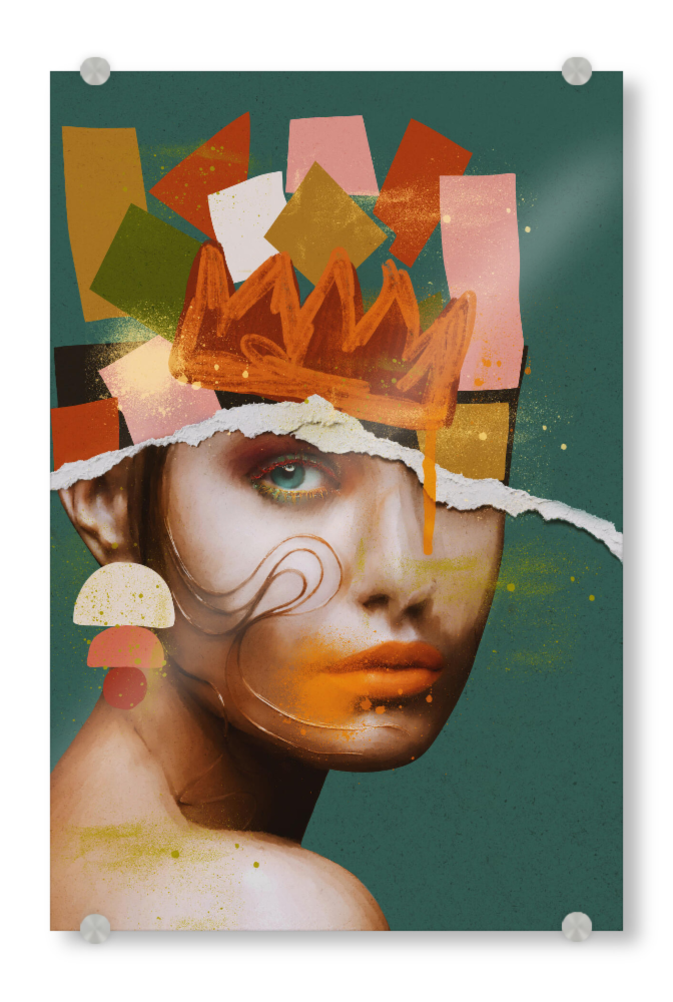 Acrylglasbild "Grüne abstrakte Königin" artboxONE - Abstrakt,Geometrie,Fashion