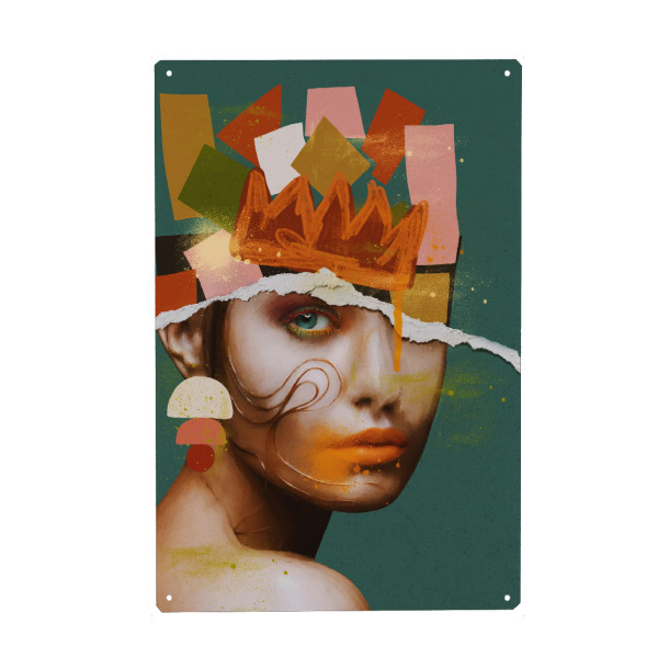 Holzbild "Grüne abstrakte Königin" artboxONE - Abstrakt,Geometrie,Fashion