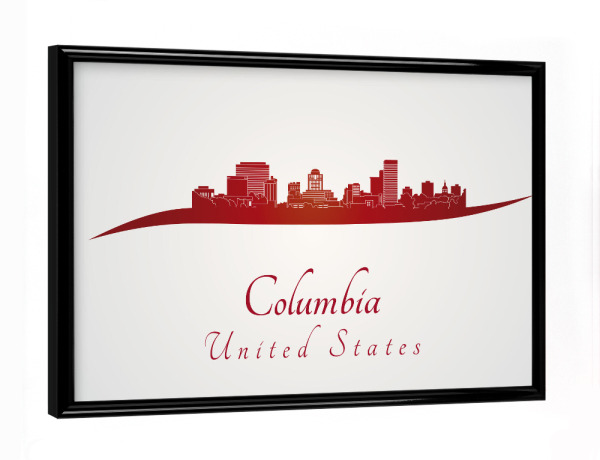 Poster mit schwarzem Rahmen "Kolumbien-Skyline in Rot" artboxONE - Städte,Architektur