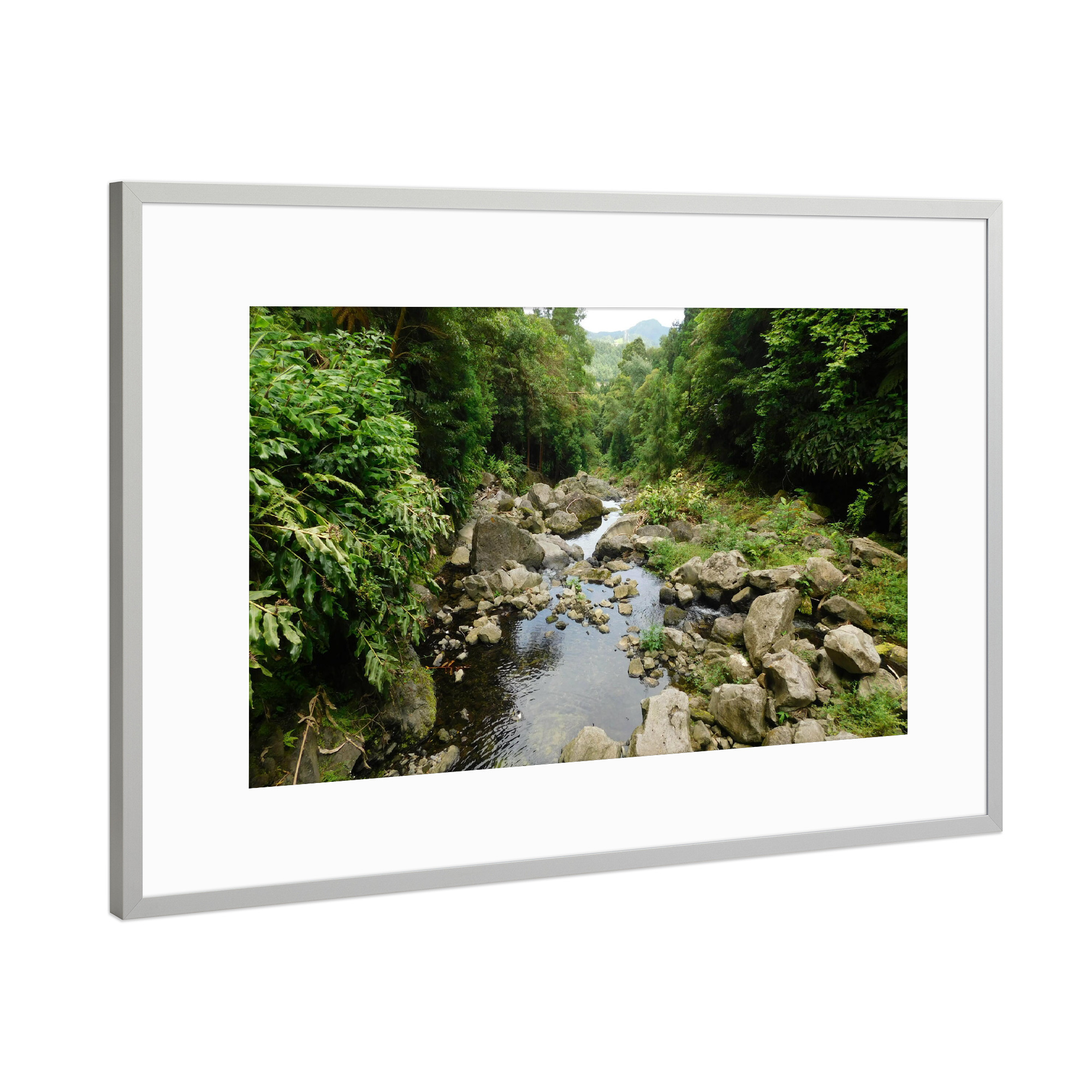 Poster mit Rahmen Silber "Ein wilder Gebirgsbach" artboxONE - Natur,Reise,Reise / Länder