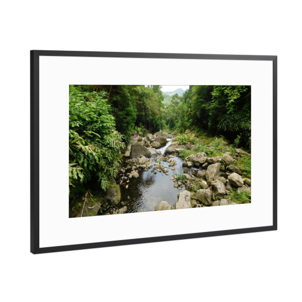 Poster mit Rahmen Schwarz (Metallic) "Ein wilder Gebirgsbach" artboxONE - Natur,Reise,Reise / Länder