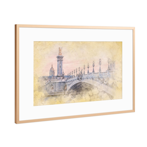 Poster mit Rahmen Kupfer "Alexandre III Aquarell" artboxONE - Städte,Reise,Architektur,Städte / Paris,Reise / Länder
