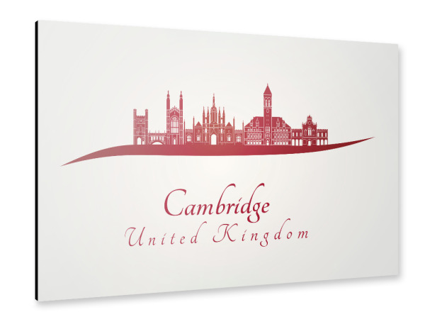 Alu-Dibond "Cambridge-Skyline in Rot" 30x20 cm artboxONE