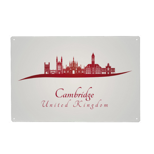 Metall Poster "Cambridge-Skyline in Rot" artboxONE - Städte,Architektur