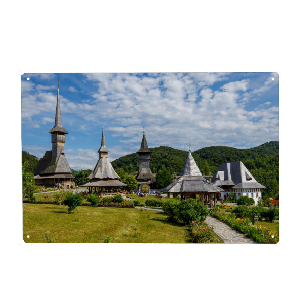 Holzbild "Barsana in Rumänien" artboxONE - Architektur - Barsana,Kloster,Rumänien,Maramures,Religion,Glaube,Holzkirche