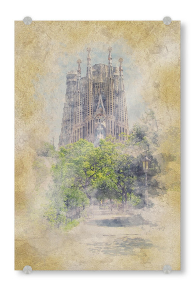 Acrylglasbild "Sagrada-Familia-Aquarell" artboxONE - Städte,Reise,Architektur,Reise / Länder,Städte / Weitere