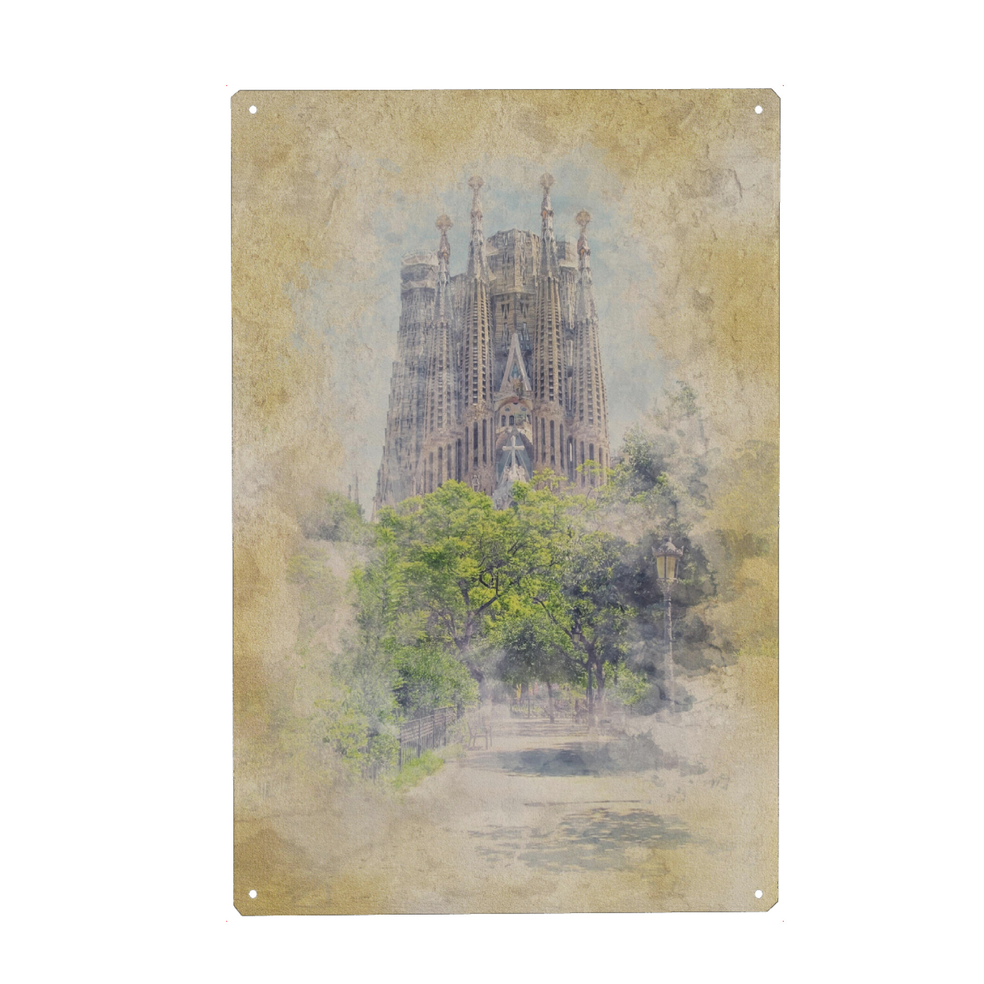 Holzbild "Sagrada-Familia-Aquarell" artboxONE - Städte,Reise,Architektur,Reise / Länder,Städte / Weitere