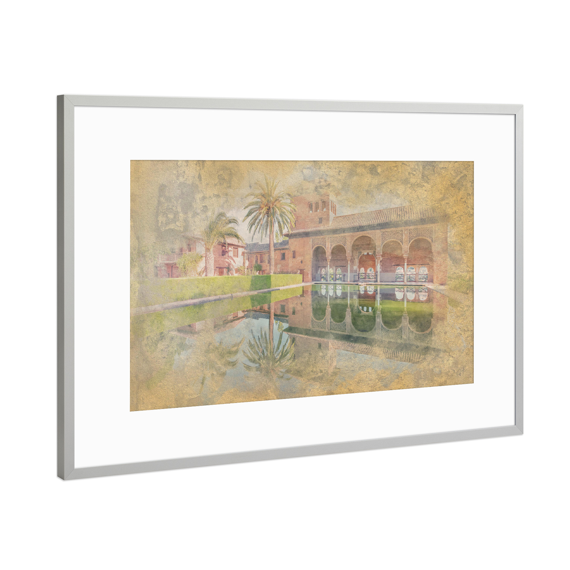 Poster mit Rahmen Silber "Alhambra-Aquarell" artboxONE - Reise,Architektur,Reise / Länder,Städte / Weitere