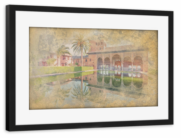 Poster mit Rahmen schwarz "Alhambra-Aquarell" artboxONE - Reise,Architektur,Reise / Länder,Städte / Weitere