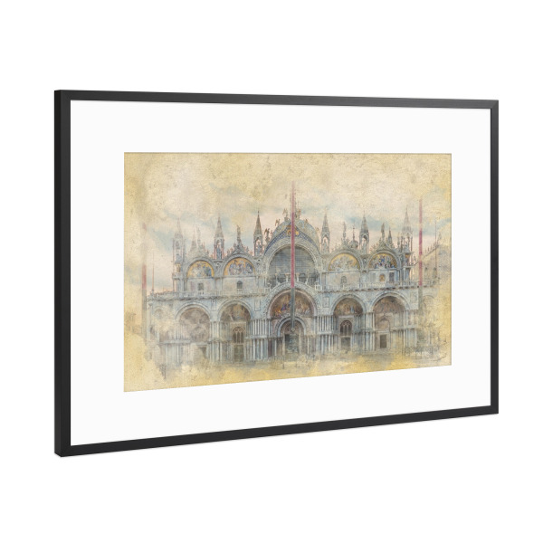 Poster mit Rahmen Schwarz (Metallic) "Aquarell von Markus" artboxONE - Städte,Reise,Architektur,Städte / Venedig,Reise / Länder