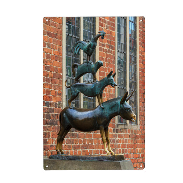 Holzbild "Die Bremer Stadtmusikanten" artboxONE - Städte,Für Kinder,Tiere