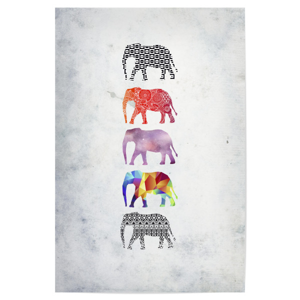 Poster 30x20 cm "Stammes-Elefanten" artboxONE - Natur,Tiere,Abstrakt - Elefant,Tribal,Mandala,Zen,Yoga,Abstrakt