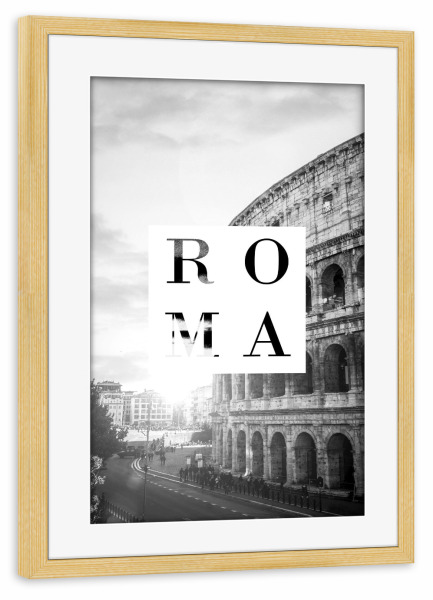 Poster mit Rahmen kiefer "Roma - Colosseum" artboxONE - Typografie,Architektur,Städte / Rom