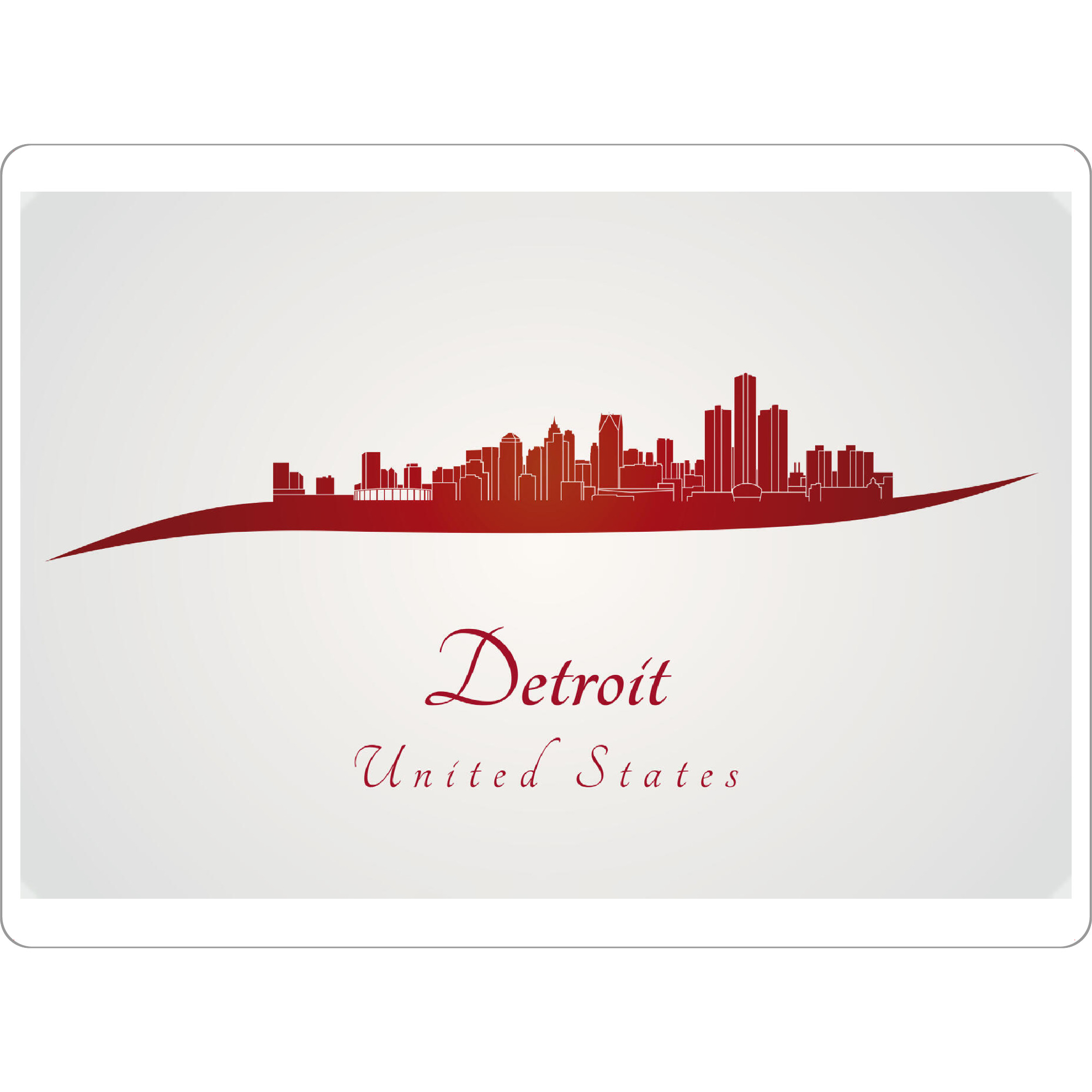 Tischset "Skyline von Detroit in Rot" artboxONE - Städte,Architektur - Stadt,Skyline,Denkmäler,Aquarell,Tourismus,Reise,Pastellfarbe - Bild stadt