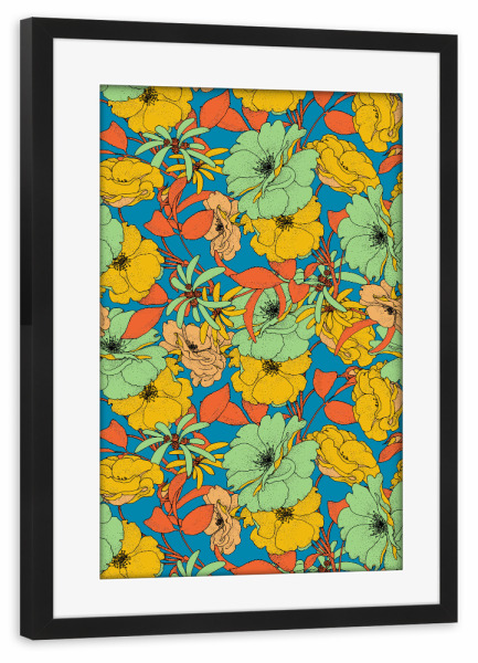 Poster mit Rahmen schwarz "Moderne Vintage Blumen" artboxONE - Natur,Floral,Fashion