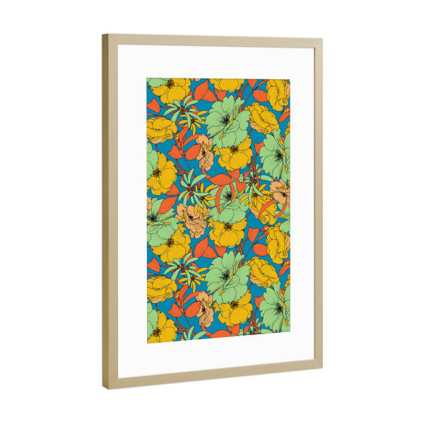 Poster mit Rahmen Gold "Moderne Vintage Blumen" artboxONE - Natur,Floral,Fashion