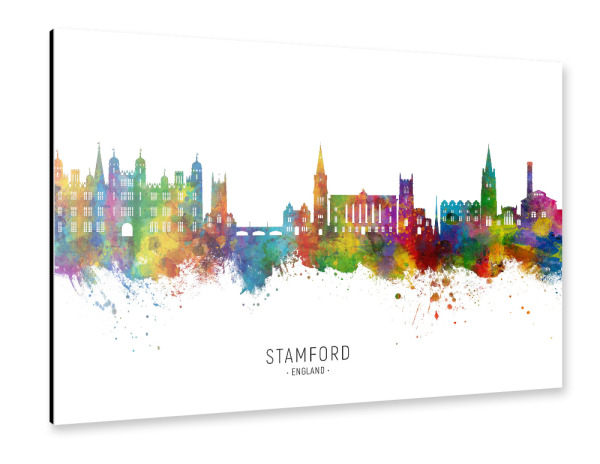 Alu-Dibond "Stamford England Skyline txt" 30x20 cm artboxONE