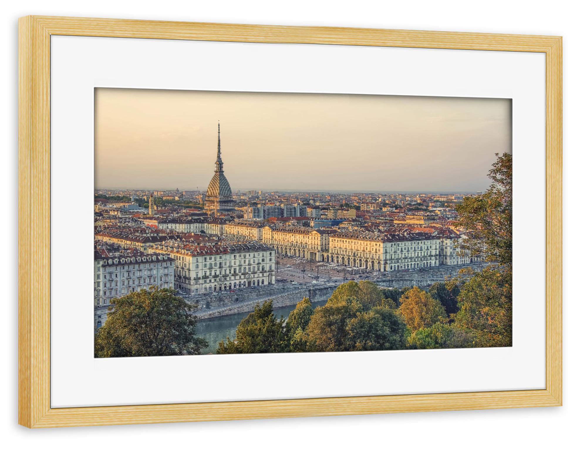 Poster mit Rahmen kiefer "Turin" artboxONE - Städte,Reise,Architektur,Reise / Länder,Städte / Weitere