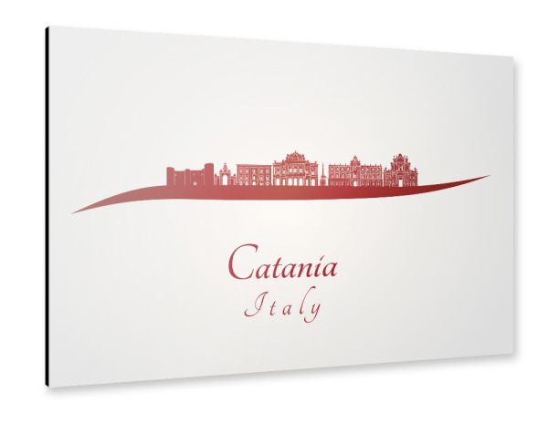 Alu-Dibond "Catania-Skyline im Rot" 30x20 cm artboxONE