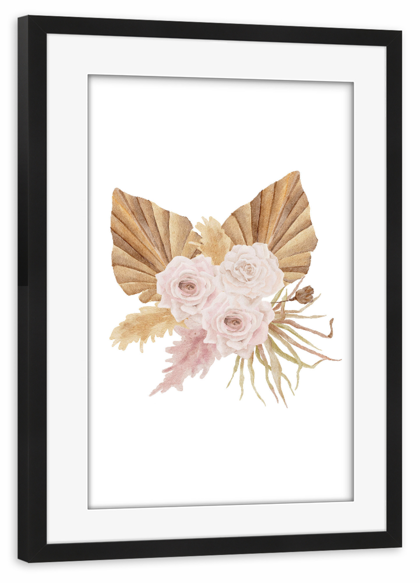 Poster mit Rahmen schwarz "Boho Aquarell Rosenstrauß" artboxONE - Floral