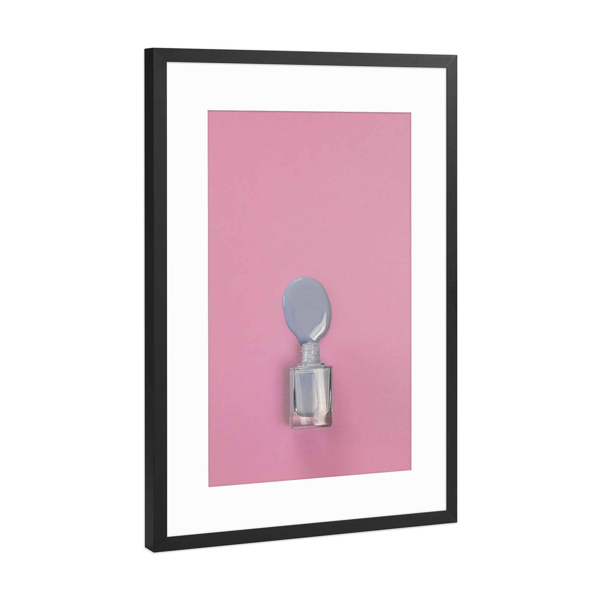 Poster mit Rahmen Schwarz (Metallic) "Nagellack lila rosa" artboxONE - Fashion