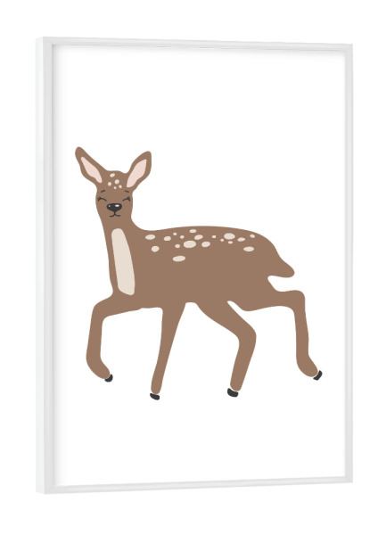 Poster mit weißem Rahmen "Boho Hirschkunst" artboxONE - Tiere - Hirsch,Tier,Kunst,Baby,Tierbaby,Element,Hirschtier,Wald,Kinder,Kinderzimmer
