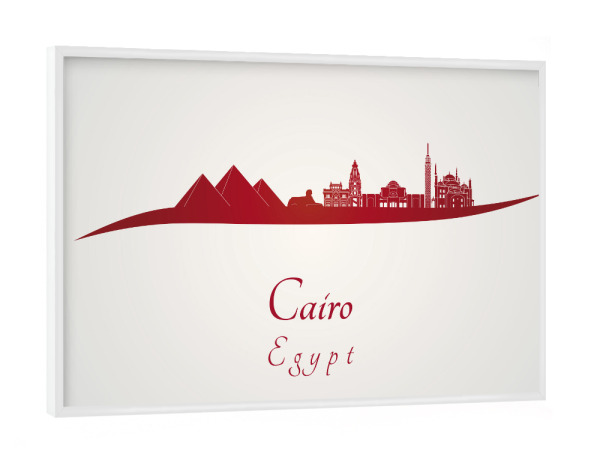 Poster mit weißem Rahmen "Skyline von Kairo in Rot" artboxONE - Städte,Architektur