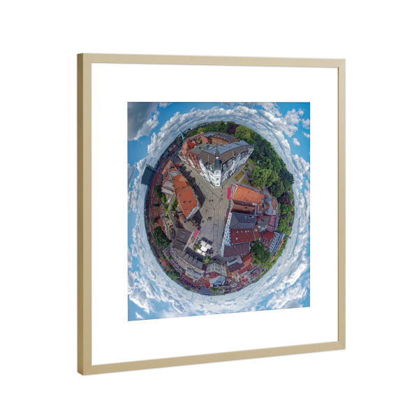 Poster mit Rahmen Gold "Hamburg - Bergedorfer Markt; low" artboxONE - Städte,Städte / Hamburg,Reise,Architektur,Reise / Länder