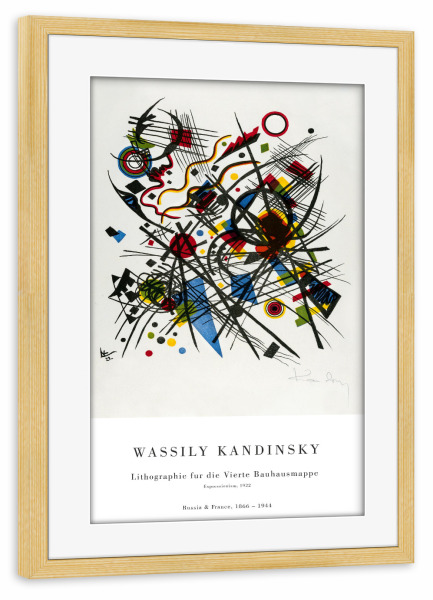 Poster mit Rahmen kiefer "Wassily Kandinsky - Lithographie" artboxONE - Abstrakt,Geometrie