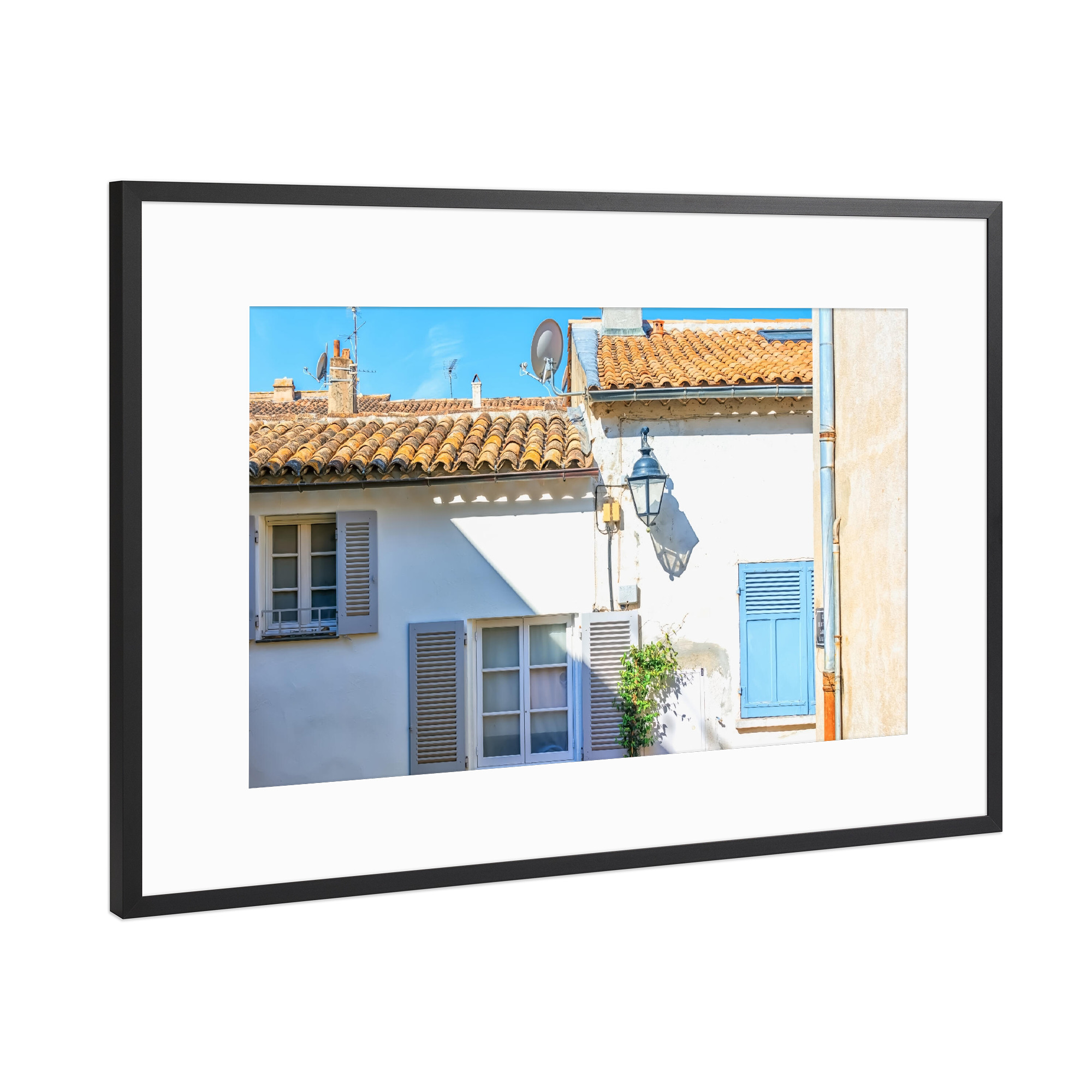 Poster mit Rahmen Schwarz (Metallic) "St. Tropez-Fassade" artboxONE - Städte,Reise,Architektur,Reise / Länder,Städte / Weitere