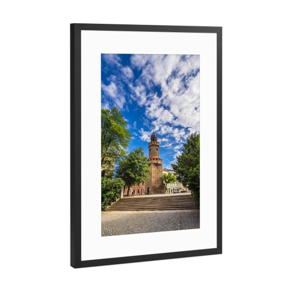 Poster mit Rahmen Schwarz (Metallic) "Treppe, Bäume, Turm" artboxONE - Natur,Reise,Architektur,Städte / Weitere