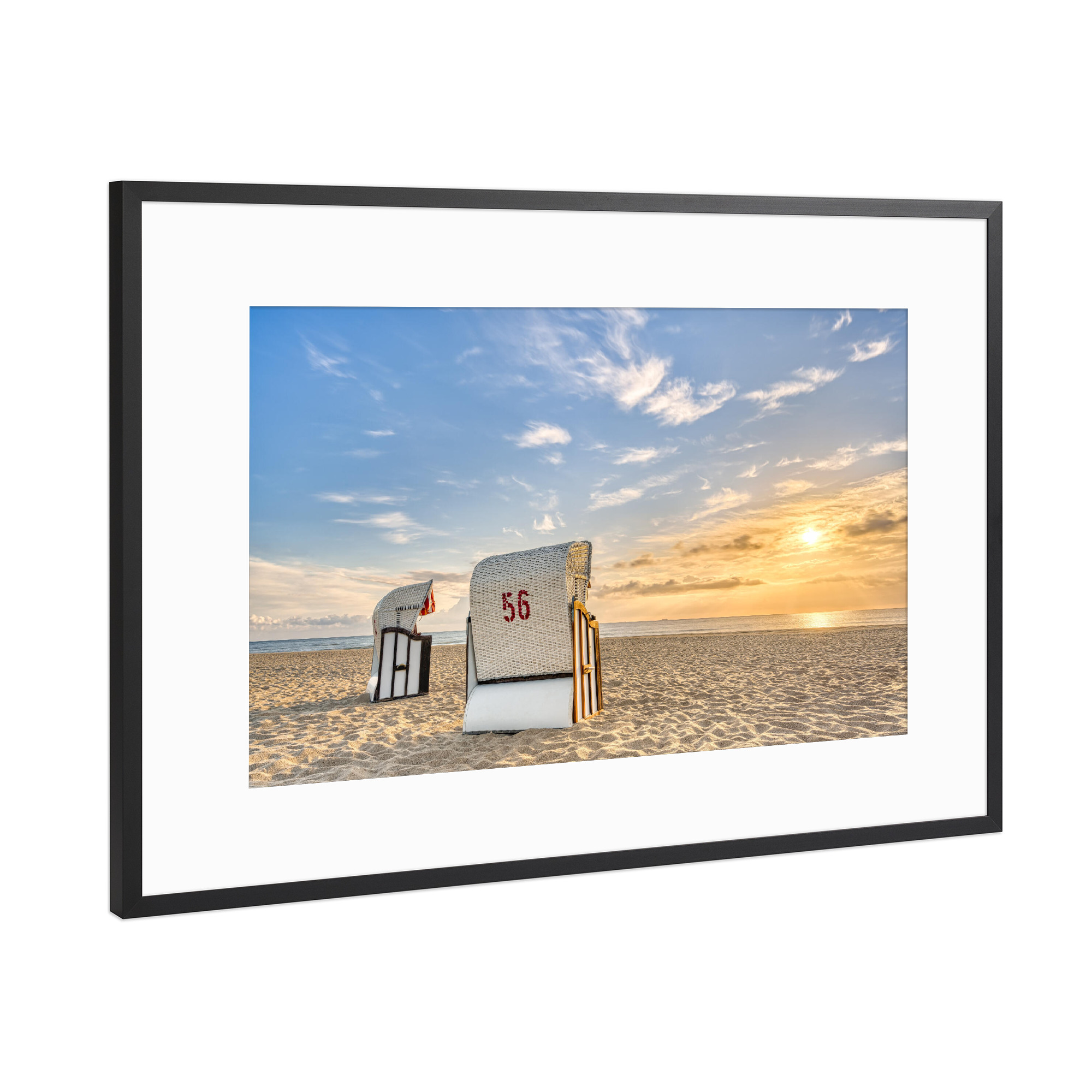 Poster mit Rahmen Schwarz (Metallic) "Strandkörbe an der Ostsee" artboxONE - Natur,Reise,Reise / Strand und Meer
