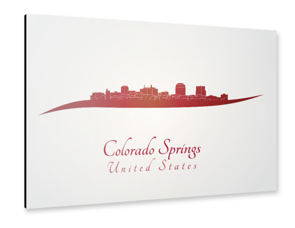 Alu-Dibond "Colorado Springs-Skyline im Rot" 30x20 cm artboxONE