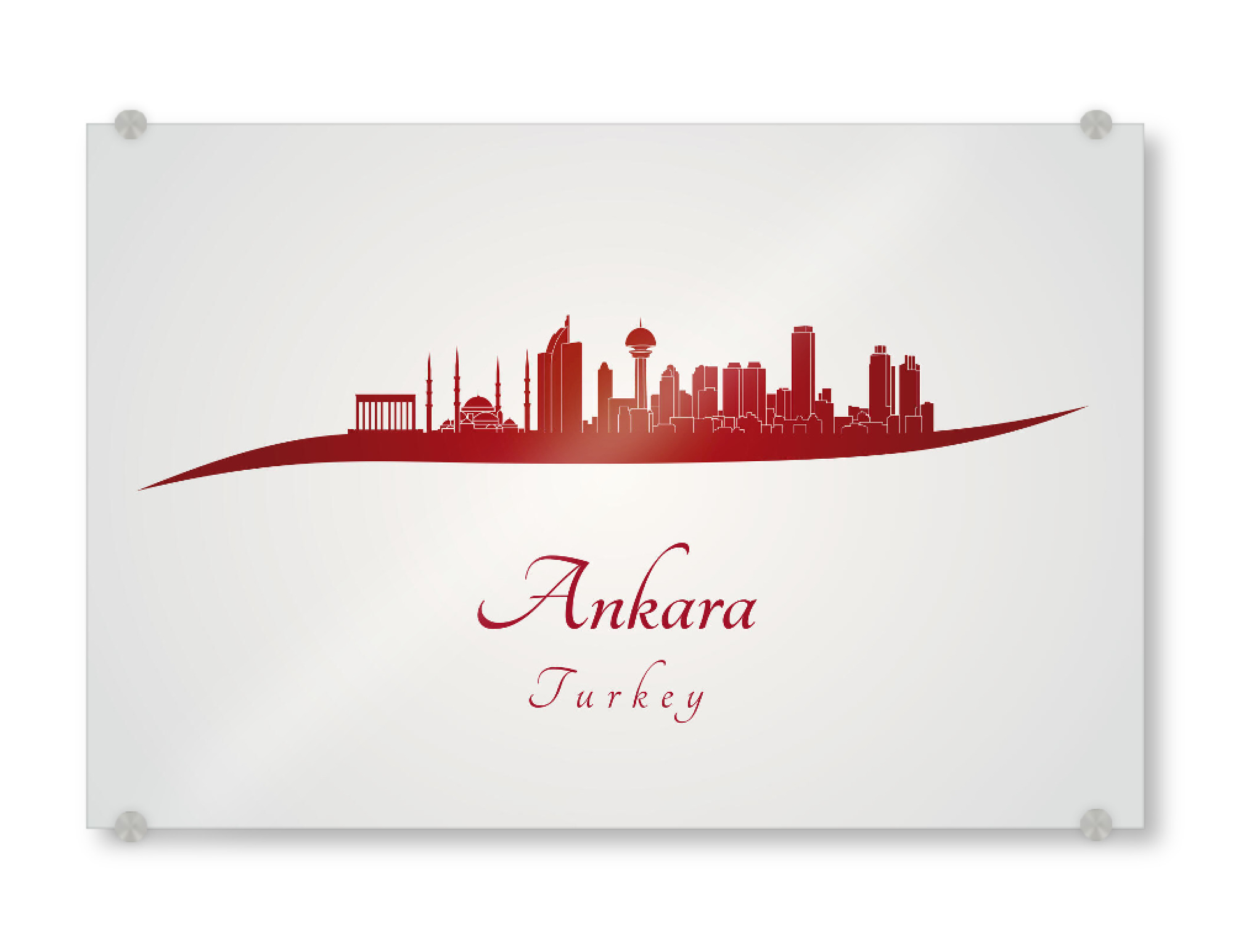 Acrylglasbild "Skyline von Ankara in Rot" artboxONE - Städte - Skyline,Stadt,Denkmäler,Metropole,Reise,Tourismus,Geschenk,Rot