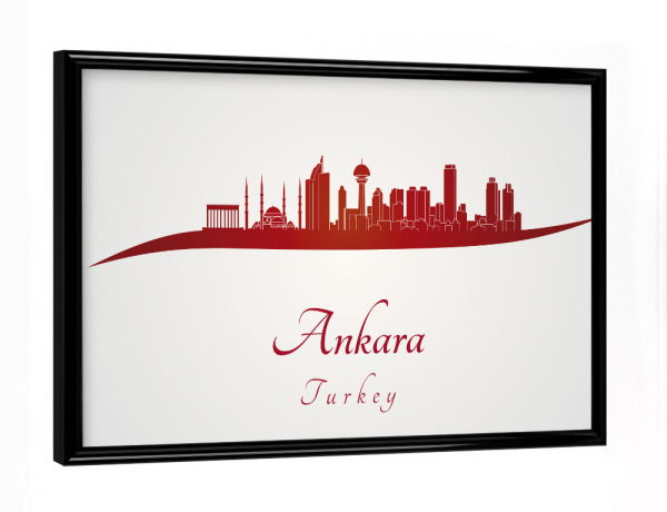 Poster mit schwarzem Rahmen "Skyline von Ankara in Rot" artboxONE - Städte - Skyline,Stadt,Denkmäler,Metropole,Reise,Tourismus,Geschenk,Rot