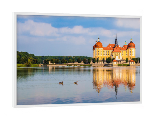 Poster mit weißem Rahmen "Schloss Moritzburg bei Dresden" artboxONE - Natur,Reise,Architektur
