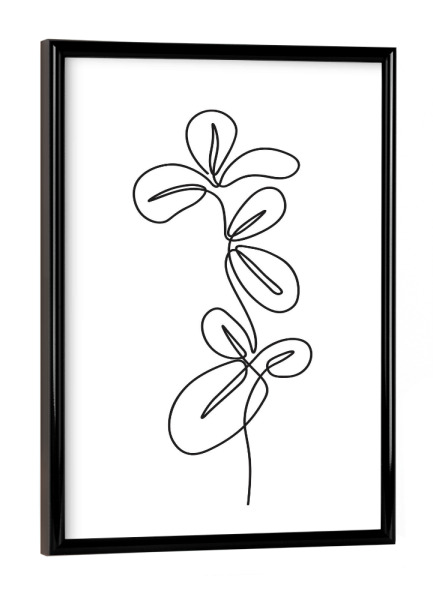 Poster mit schwarzem Rahmen "Einzeilige Pflanze botanisch" artboxONE - Floral