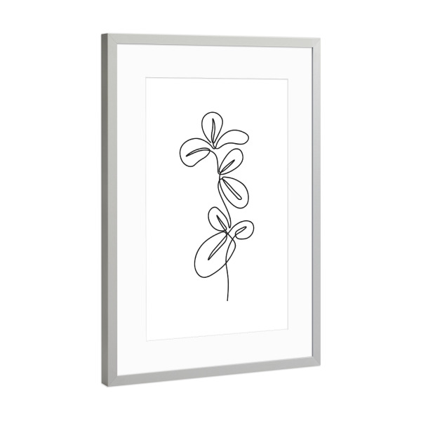 Poster mit Rahmen Silber "Einzeilige Pflanze botanisch" artboxONE - Floral